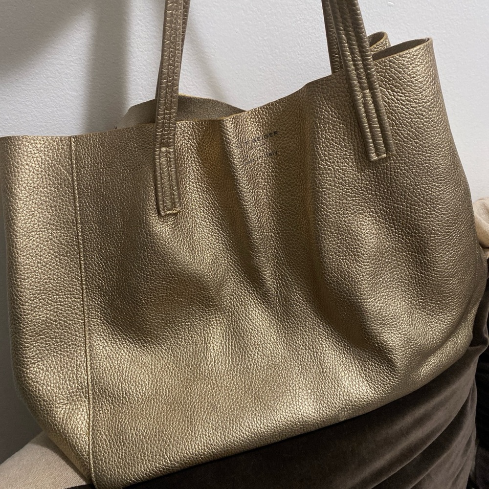 Kurt Geiger Metallic Champagne Leather Tote